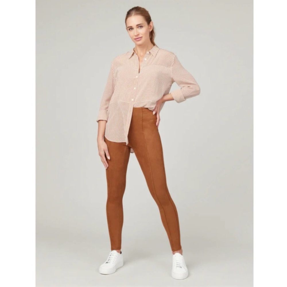 NWT Spanx Faux Suede Leggings SMALL PETITE in‎ Rich Caramel SP PS